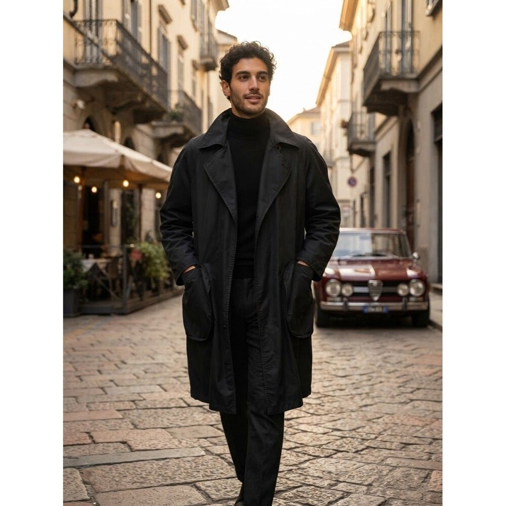 Vintage Jean Paul Gaultier JPG Jeans Black Trench Coat Jacket Size 50/US34 Italy